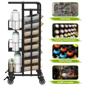 yeshine 32 Can Spray Paint Cart Spray Paint Storage Rack Metal Spray Can Holders Heavy Duty Spray Paint or Lube Can Aerosol Can Holder Spray Paint Can Rack Organizer for Garage and Craft Workroom