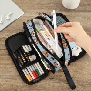 Fustylead Otters Nylon Pencil Bag Large Storage Pouch Pen Case Makeup Bag Simple Stationery Bag School College Office Organizer for Teens Boys Girls Student