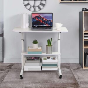 Small Desk for Laptop Small Space Portable Desk Living Room Sofa Bedroom Bedside with Storage Home Office Desk Adjustable Height Desk Removable Home Office Desk Furniture Size 32 * 16 inches White A