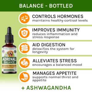 Аdrеnаl Balance for Dogs and Cats - Cushings Treatment for Pets, Аdrеnаl Support w/Ashwagandha, Licorice Root, Rhodiola Rosea – Best Cushings Treatment for Dogs - 2oz Harmony Herbal Drops