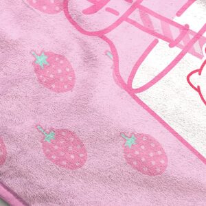 Hello Kitty Strawberry Milk Throw Blanket - Measures 46 x 60 inches, Kids Bedding Features Kitty White - Fade Resistant Super Soft Fleece (Official Hello Kitty Product)