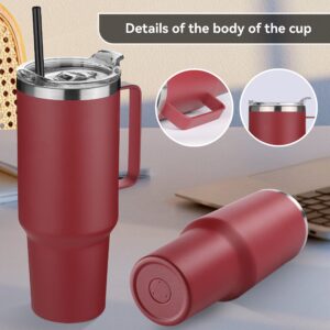 HASLE OUTFITTERS 40 oz Stainless Steel Tumbler with Handle, Vacuum Insulated Tumblers Bulk, Reusable Double Wall Travel Coffee Mug, Durable Powder Coated Water Bottles(Wine Red, 1)