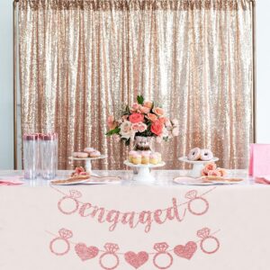 Engagement Party Decorations, Rose & Gold Engaged Banner, Bachelorette Party Favors, Glitter Diamond Bride Sign for Bridal Shower Hen Party Supplies Backdrop Decor (Rose Gold)