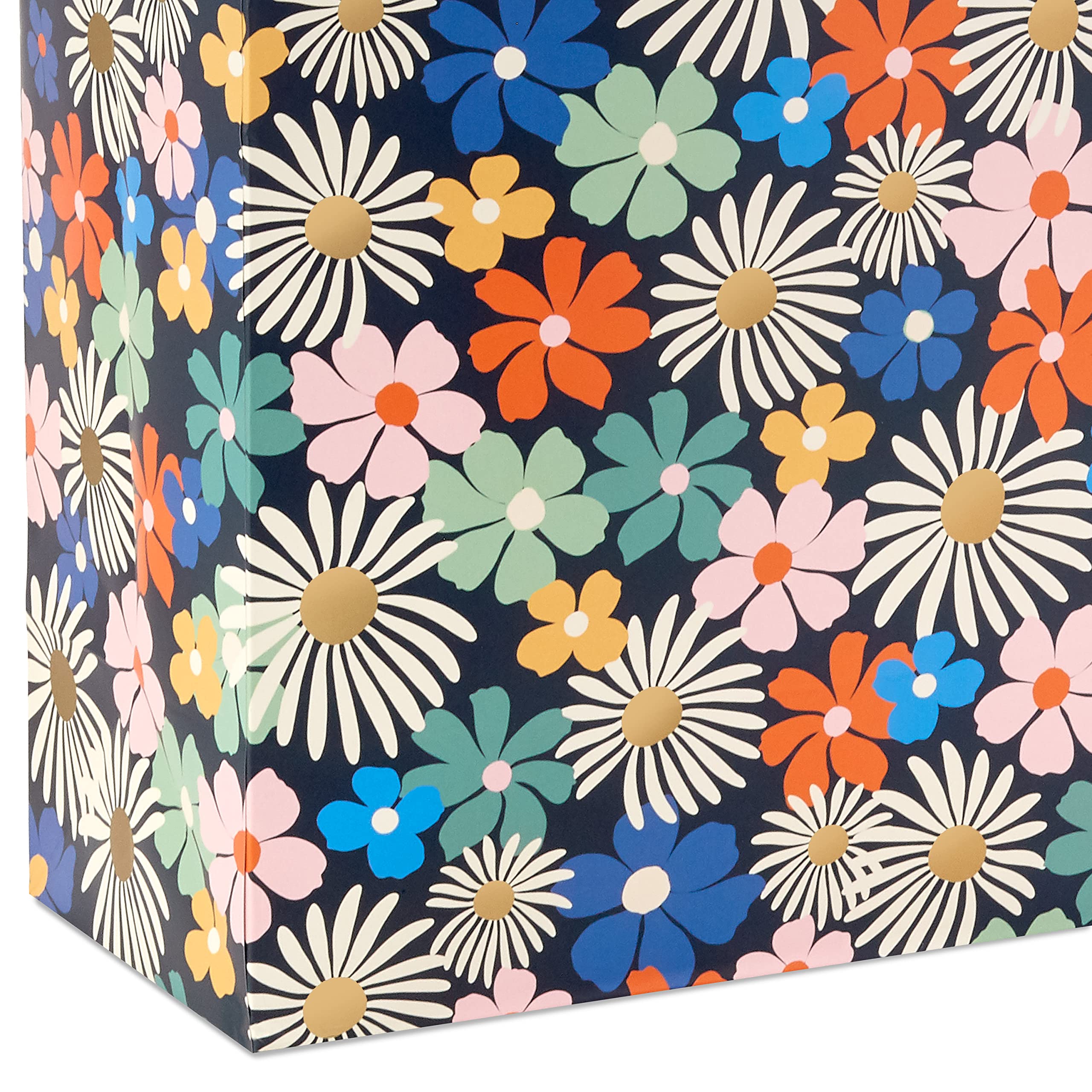 Hallmark 13" Large Gift Bag with Birthday Card and Tissue Paper for Women (Modern Flowers, Pink, Sage, Blue, Black, Yellow) for Mom, Daughter, Sister, Girlfriend, Aunt, Nana