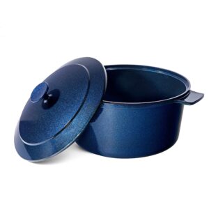 granitestone lightweight 6.5 qt dutch oven pot with lid, nonstick dutch oven set, 10 in 1 enamel stock pot/cooking pot & dutch oven for sourdough bread baking, oven/dishwasher safe - cobalt