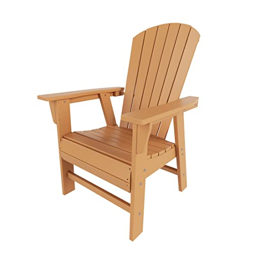 WO Outdoor Adirondack Dining Chair Lounger Seat Retro Beach Aesthetic Seat Furniture for Outside Restaurant Dining, Home, Balcony, Terrace, Lawn, Pool, Deck, Garden (Teak)