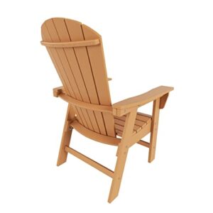 WO Outdoor Adirondack Dining Chair Lounger Seat Retro Beach Aesthetic Seat Furniture for Outside Restaurant Dining, Home, Balcony, Terrace, Lawn, Pool, Deck, Garden (Teak)