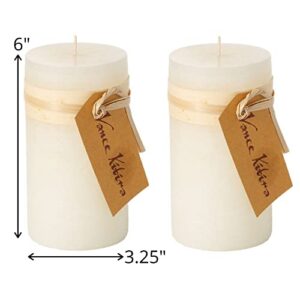 Sullivans Vance Kitira Pillar Candles Set of 2, 6-Inch Off-White Candle Sets, Clean-Burning, Environmental-Friendly, Unscented, Hand-Poured Wax Candles, Home Décor (CT246MWKIT)