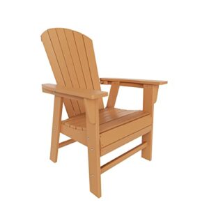 wo outdoor adirondack dining chair lounger seat retro beach aesthetic seat furniture for outside restaurant dining, home, balcony, terrace, lawn, pool, deck, garden (teak)