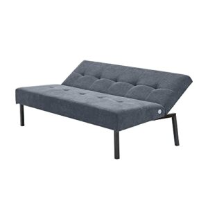 Panana Linen Upholstered Modern Convertible Folding Futon Sofa Bed for Compact Living Space, Apartment, Dorm, Bonus Room with Metal Legs, (Grey Without Drinks Holder)