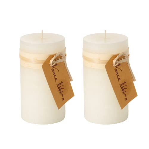 Sullivans Vance Kitira Pillar Candles Set of 2, 6-Inch Off-White Candle Sets, Clean-Burning, Environmental-Friendly, Unscented, Hand-Poured Wax Candles, Home Décor (CT246MWKIT)