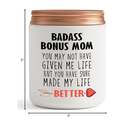 Bonus Mom Gifts- Mother in Law, Stepmom, Step Mom Birthday Christmas Mothers Day Gifts- Funny Best Candle Gift Ideas for Boyfriends Mom, Girlfriends Mom, Adopted Mom from Daughter Son