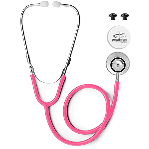 Primacare DS-9290-PK Adult Size 22 Inch Stethoscope for Diagnostics and Screening Instruments, Lightweight and Aluminum Double Head Flexible Stethoscope, Pink