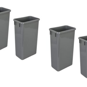 Hardware Resources Plastic Trash Can - Indoor Garbage Bin for Kitchen, Home, Office & Commercial Use - Large Waste Disposal Tub, CAN-50GRY Plastic Waste Container- 50-Quart (12.5-Gallon), Grey, 4 PCS