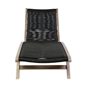 Armen Living Chateau Outdoor Patio Adjustable Chaise Lounge Chair in Eucalyptus Wood and Charcoal Rope