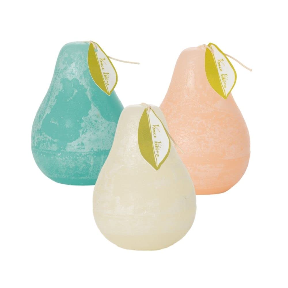 Sullivans Vance Kitira Pear Candle, Set of 3 Unscented 4.5 Inch Clean-Burning Dripless Real-Wax Candles for Home and Hosting Décor