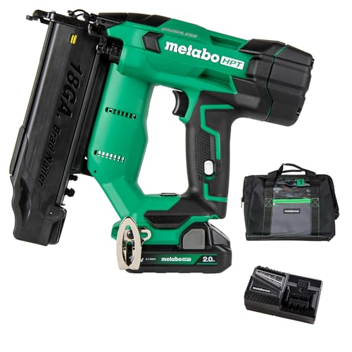 Metabo HPT 18V MultiVolt™ Cordless Brad Nailer Kit, 18 Gauge, 5/8" up to 2" Brad Nails, Includes (1) 18V 2.0Ah Lithium Ion Battery w/Fuel Gauge, Charger, Bag, Lifetime Power Tool Warranty, NT1850DFT