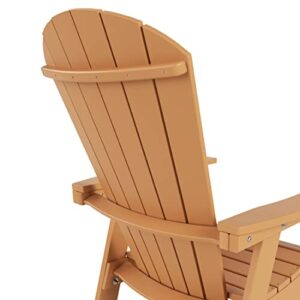 WO Outdoor Adirondack Dining Chair Lounger Seat Retro Beach Aesthetic Seat Furniture for Outside Restaurant Dining, Home, Balcony, Terrace, Lawn, Pool, Deck, Garden (Teak)