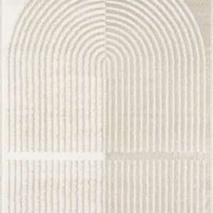 Abani Nuevo Collection Area Rug - Modern Arch Beige/Cream Pattern - 6'x9' - Easy to Clean - Durable for Kids & Pets - Non-Shedding - Medium Pile - Soft Feel - for Living Room, Bedroom & Office