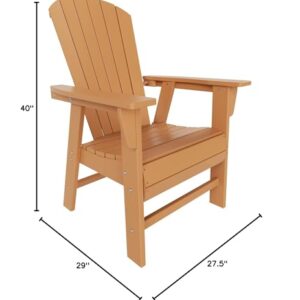 WO Outdoor Adirondack Dining Chair Lounger Seat Retro Beach Aesthetic Seat Furniture for Outside Restaurant Dining, Home, Balcony, Terrace, Lawn, Pool, Deck, Garden (Teak)