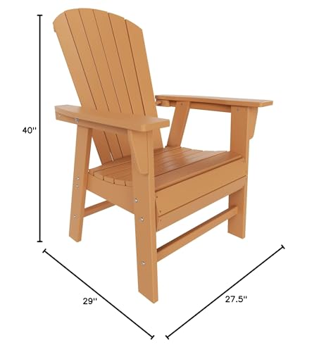 WO Outdoor Adirondack Dining Chair Lounger Seat Retro Beach Aesthetic Seat Furniture for Outside Restaurant Dining, Home, Balcony, Terrace, Lawn, Pool, Deck, Garden (Teak)