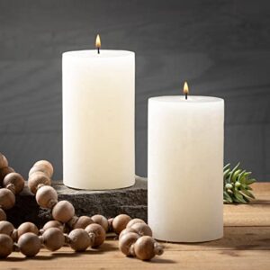 Sullivans Vance Kitira Pillar Candles Set of 2, 6-Inch Off-White Candle Sets, Clean-Burning, Environmental-Friendly, Unscented, Hand-Poured Wax Candles, Home Décor (CT246MWKIT)