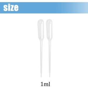 Transfer Pipettes, HiBallBall 100 Pack Clear Plastic Disposable Liquid Droppers, Graduated Pipetting for Laboratory Experiment (1ML)