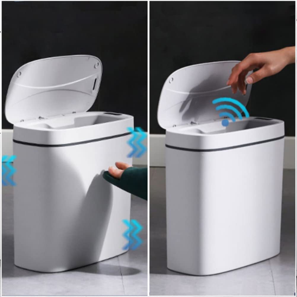 AIWE7D Bathroom Trash Cans with Lids Touchless Garbage Can Motion Sensor Waste Bin 13 Litre 3.6 Gallon Automatic Wastebasket for Kitchen Bedroom Office (Grey)