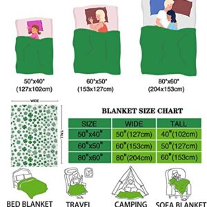 Abaysto Flannel Throw Blanket St Patricks Day Blanket for Kids Lucky Spring Green Clover Shamrock Cozy&Soft Plush Blankets for Bed Couch Living Room Sofa Chair 40"x50"