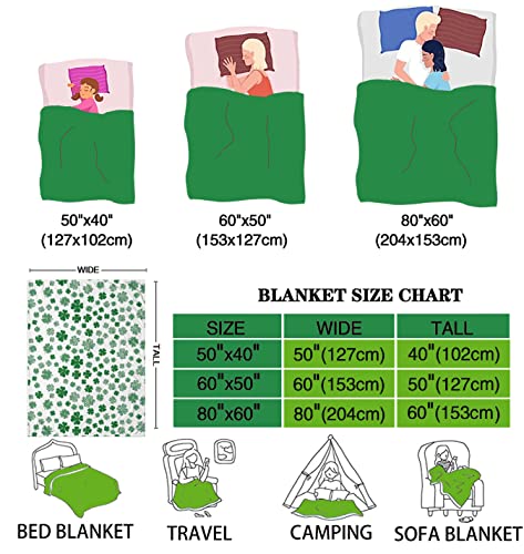 Abaysto Flannel Throw Blanket St Patricks Day Blanket for Kids Lucky Spring Green Clover Shamrock Cozy&Soft Plush Blankets for Bed Couch Living Room Sofa Chair 40"x50"