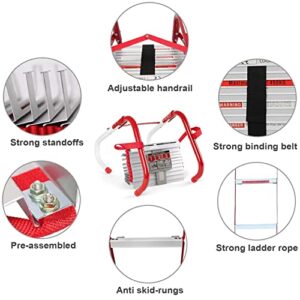 GIZMIT Emergency Fire Escape Ladder 4 Story Homes 32FT, Compact Safety Escape Ladder Rope with Wide Steps, Center Support & Anti-Slip Rungs for Indoor or Outdoor, Fast Deploy