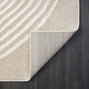 Abani Nuevo Collection Area Rug - Modern Arch Beige/Cream Pattern - 6'x9' - Easy to Clean - Durable for Kids & Pets - Non-Shedding - Medium Pile - Soft Feel - for Living Room, Bedroom & Office