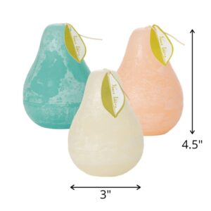 Sullivans Vance Kitira Pear Candle, Set of 3 Unscented 4.5 Inch Clean-Burning Dripless Real-Wax Candles for Home and Hosting Décor