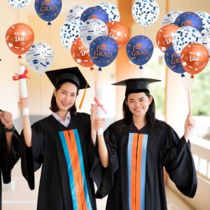 Haooryx 50Pcs Blue and Orange Graduation Balloons Kit Class of 2024 Graduation Party Decoration 12 Inches Congrats Grad Confetti Latex Balloon Decor Supplies for School Prom Graduate Celebration