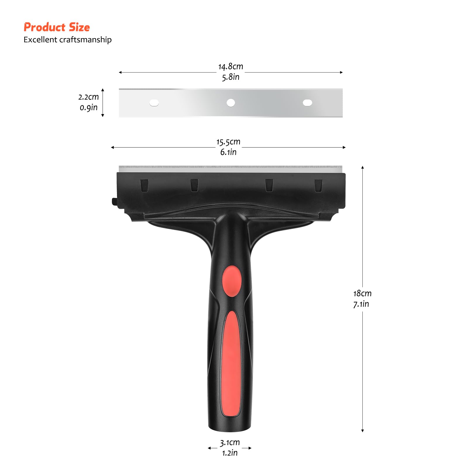 EHDIS Razor Blade Scraper, 6" Scraper Adhesive Remover Tool with 10 Double-Edge Blades for Cleaning Paint, Caulk, Adhesive, Label, Decal, Sticker from Window, Glass, Tile, Floor, Stove Top