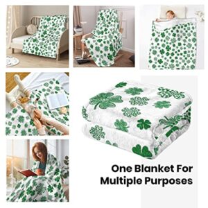 Abaysto Flannel Throw Blanket St Patricks Day Blanket for Kids Lucky Spring Green Clover Shamrock Cozy&Soft Plush Blankets for Bed Couch Living Room Sofa Chair 40"x50"