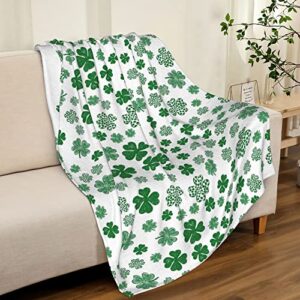 Abaysto Flannel Throw Blanket St Patricks Day Blanket for Kids Lucky Spring Green Clover Shamrock Cozy&Soft Plush Blankets for Bed Couch Living Room Sofa Chair 40"x50"