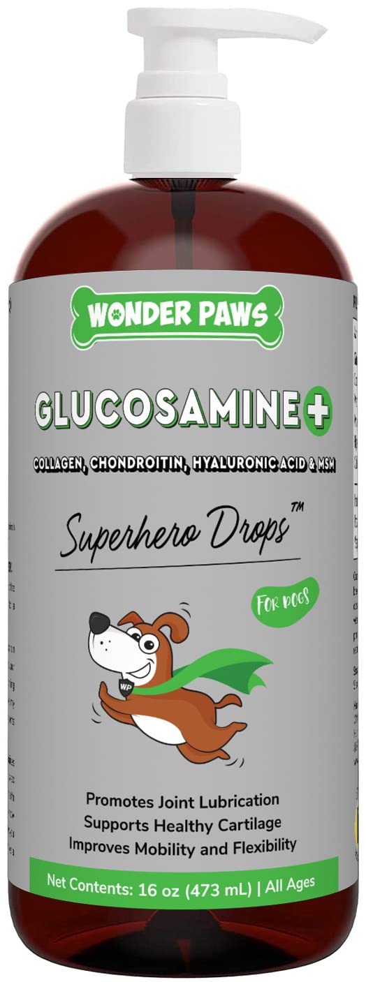 WONDER PAWS Liquid Glucosamine Drops Plus Milk Thistle Drops - for Dog Joint Health, Mobility Support, Liver, Detox & Overall Wellness – Liquid Glucosamine 16 Ounces - Milk Thistle 2 Ounces