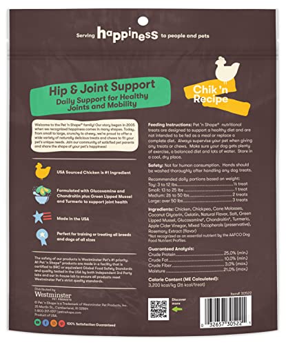 Pet 'n Shape Functional Treats, Hip and Joint Support - Chik 'n Recipe