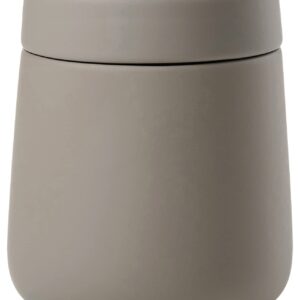 Zone Denmark Nova One Ceramic Storage Box with Lid for Bathroom Utensils such as Cotton Pads & Cotton Buds Diameter 3.3", Height 3.39", Capacity 290 ml,Taupe