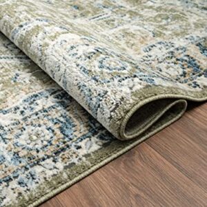 Abani Savoy Collection Area Rug - Intricate Blue/Green Vintage Design -5'3" x 7'6"' - Easy to Clean - Durable for Kids & Pets - Non-Shedding - Medium Pile - Soft Feel -Living Room, Bedroom & Office