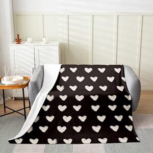 Black White Throw Blanket 40"x50" Cute Heart Pattern Fleece Blanket for Kids Boys Girls Valentine Day Gift Flannel Blanket Bedroom Home Dorm Decor Cartoon Love Geometric Love Heart Sherpa Blanket