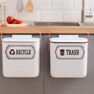 Wumuzai 4 Pack Recycle Sticker for Trash Can Bins, Trash Recycle Stickers, Vinyl Recycling Sticker, Adhesive Garbage and Recycling Sign Decal for Kitchen Home Office Indoor Outdoor (Black)