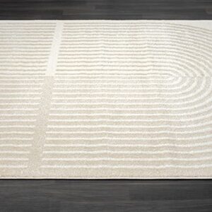 Abani Nuevo Collection Area Rug - Modern Arch Beige/Cream Pattern - 6'x9' - Easy to Clean - Durable for Kids & Pets - Non-Shedding - Medium Pile - Soft Feel - for Living Room, Bedroom & Office