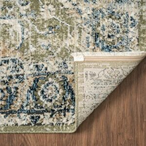 Abani Savoy Collection Area Rug - Intricate Blue/Green Vintage Design -5'3" x 7'6"' - Easy to Clean - Durable for Kids & Pets - Non-Shedding - Medium Pile - Soft Feel -Living Room, Bedroom & Office