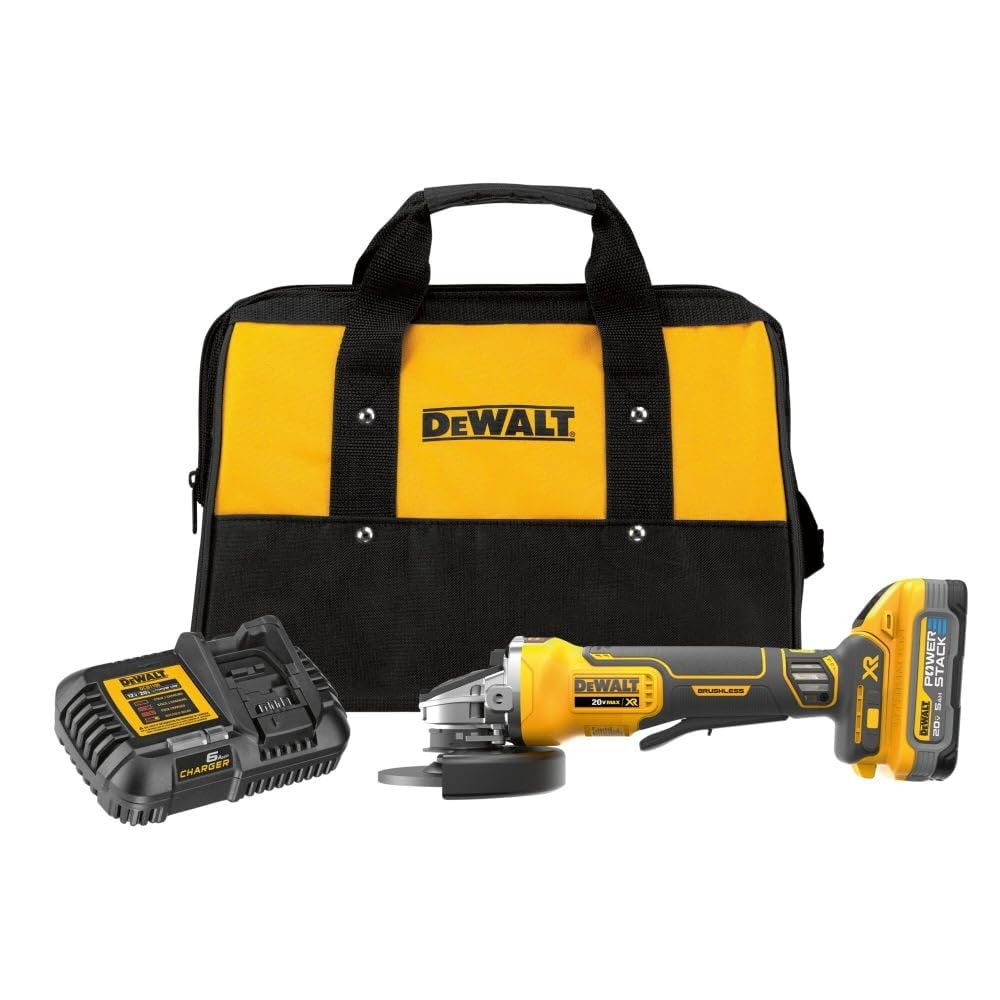 DEWALT 20V MAX Angle Grinder Tool, Cordless, 4-1/2 inch, POWERSTACK Battery and Charger Included (DCG413H1)