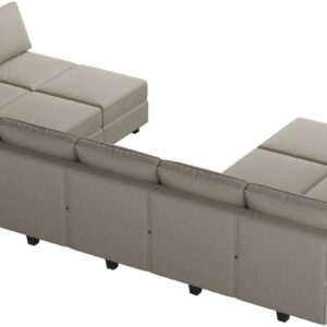 Belffin Oversized Modular sectional Sofa with Double Chaises U Shaped Sectional Sleeper Sofa Couch Reversible Sectional Sofa with Storage Velvet Grey