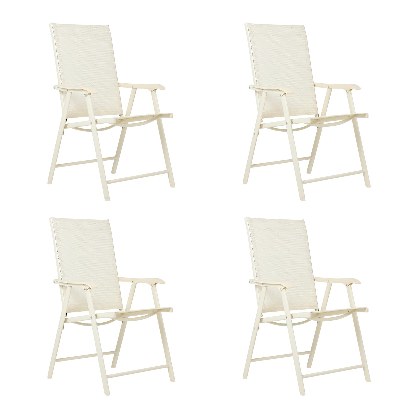 BPS Patio Folding Chairs 4-Pack Portable Dining Chairs Outdoor Textilene Sling Chairs for Camping, Beach, Garden, Pool, Backyard, Deck