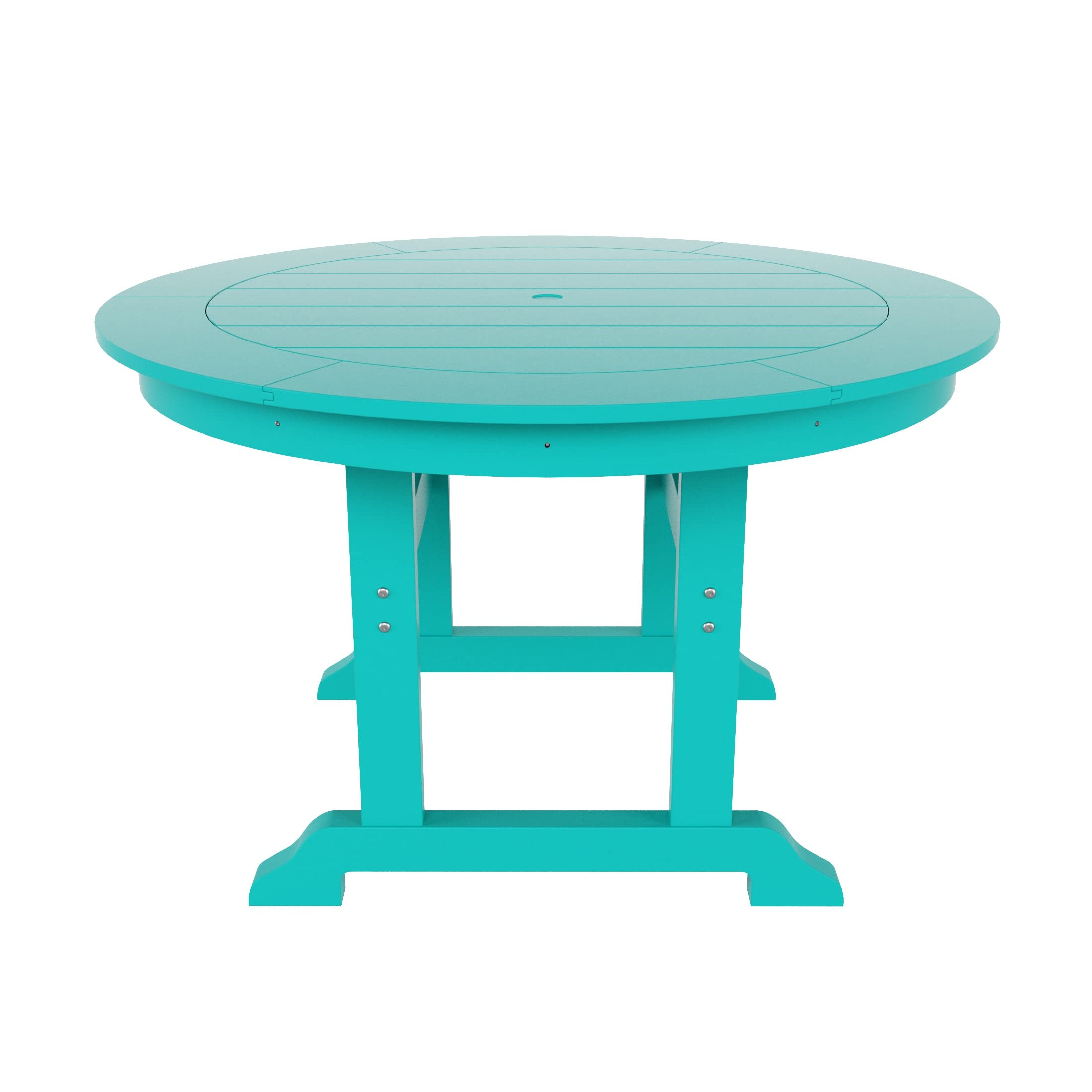 WO Outdoor Adirondack Dining Chair Round Table 5 PCS Set Retro Aesthetic Curveback for Outside Restaurant Dining, Resort, Hotel, Home, Balcony, Terrace, Lawn, Pool, Deck, Garden (Turquoise)