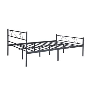 Full Size Metal Platform Bed Frame in for Adult and Children Used in Bedroom or Dormitory with Large Storage Space Under The Bed Black